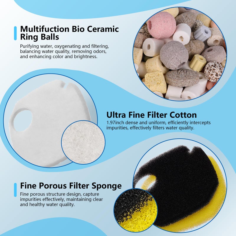 AQQA 475GPH Canister Filter, Ultra-Quiet External Aquarium Canister Filters, 3 Stage Filtration Aquarium Filter with Quartz Balls and Filter Cotton for Fish Tanks and Aquariums Up to 100 Gallon 25W - Image 3
