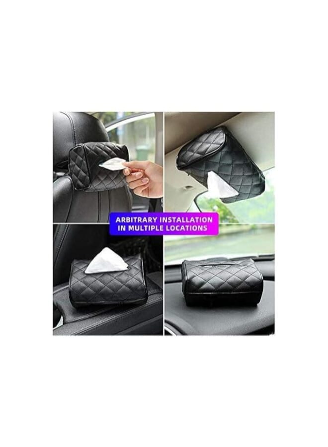 Generic Leather Car Tissue Holder - Luxury and Elegant Design - Headrest Mount - Easy to Install and Use - Organizes Your Car and Stores Tissues  - Image 3