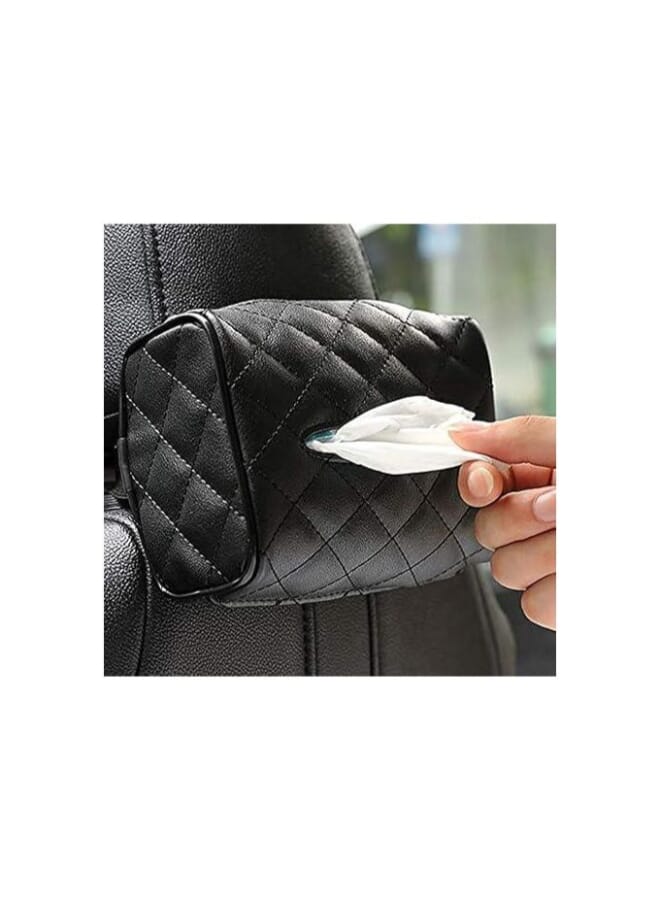Generic Leather Car Tissue Holder - Luxury and Elegant Design - Headrest Mount - Easy to Install and Use - Organizes Your Car and Stores Tissues  - Image 1