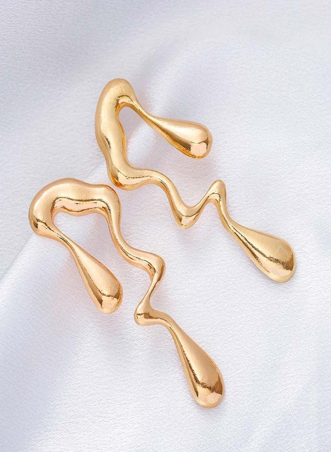 Aksod Teardrop Earrings Gold Palated Earrings Large Irregular Geometric Studs Big Lightweight Waterdrop Earrings Jewelry for Women (Gold) - Image 3