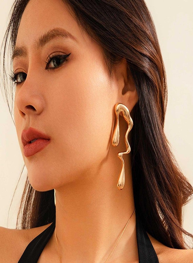 Aksod Teardrop Earrings Gold Palated Earrings Large Irregular Geometric Studs Big Lightweight Waterdrop Earrings Jewelry for Women (Gold) - Image 4