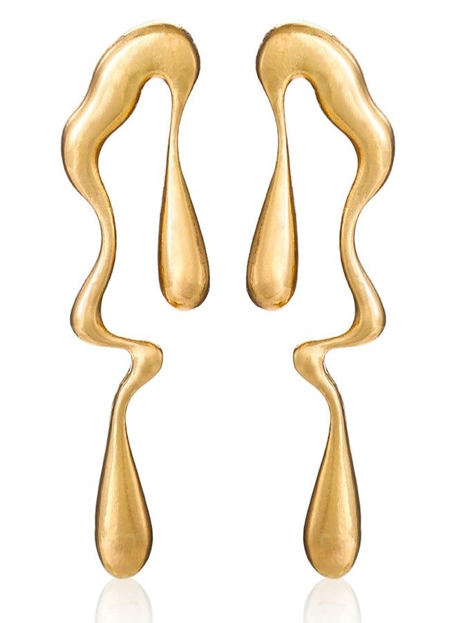 Aksod Teardrop Earrings Gold Palated Earrings Large Irregular Geometric Studs Big Lightweight Waterdrop Earrings Jewelry for Women (Gold) - Image 1