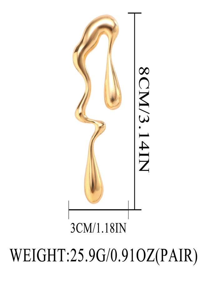 Aksod Teardrop Earrings Gold Palated Earrings Large Irregular Geometric Studs Big Lightweight Waterdrop Earrings Jewelry for Women (Gold) - Image 5