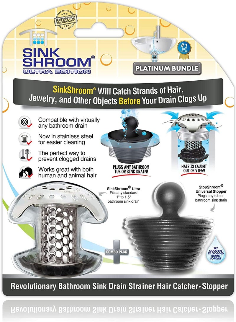 سينك شروم Sinkshroom واقي تصريف حوض الحمام الثوري للغاية من الفولاذ المقاوم للصدأ مع سدادة - Image 1