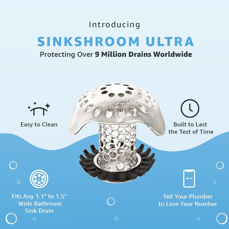 سينك شروم Sinkshroom واقي تصريف حوض الحمام الثوري للغاية من الفولاذ المقاوم للصدأ مع سدادة - Image 2
