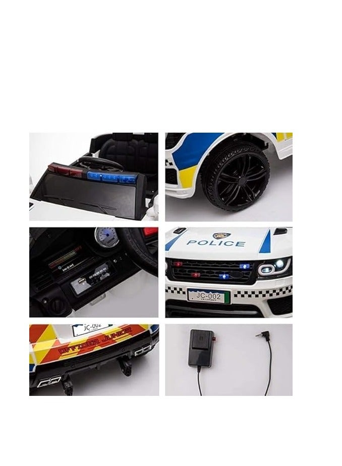 GOLD MANTIS Police Car 12V Kids Ride on Police Car with Remote Control, Electric SUV Police Vehicles With Siren Flashing Light+Horn+Music, Suspension, 3 Speeds Ride on Toys for Boys Girls (White) - Image 4