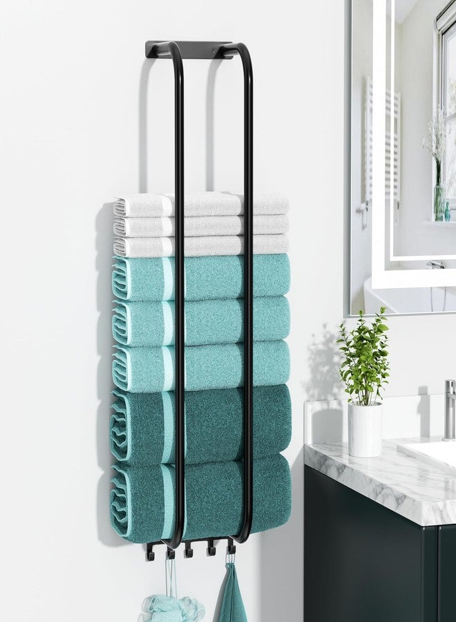jockcaras Towel Rack Bathroom Wall Holder: Black Shower Organizer Wall Mounted for Rolled Towel Storage 27.9 in - Image 5