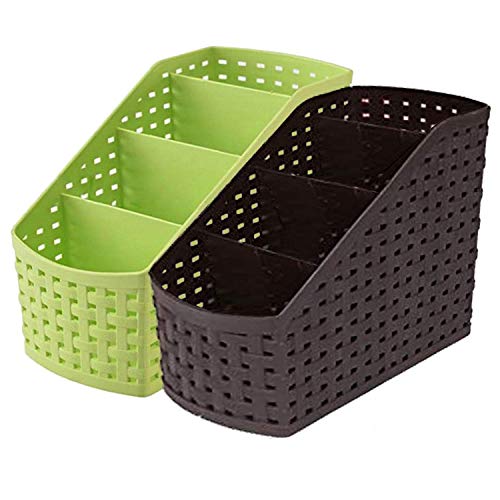 Mahaware Plastic Multipurpose Storage Basket Rack Desk Organizer with 4 Sections for Stationery Pen Stand | Cutlery Stand | Bathroom Stand | Set of 2 | Multicolour, regular (MIC6949) - Image 1