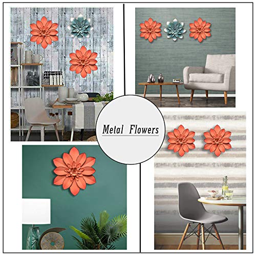 Picfarce Pink Metal Flower Wall Art Decor, 11“ Rustic Modern Floral Sculpture, Distressed Hanging Home Decoration Accent Artworks for Indoor Bedroom Living Room Office Outdoor Garden Patio - Image 5