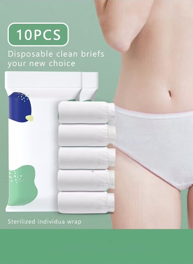 QZ 10 Pack Set Women's Disposable Briefs Pregnant Confinement Postpartum Sterile High Stretch Panties Mid-waist Hygiene Soft Underpants Individual Package Underwear White  - Image 1