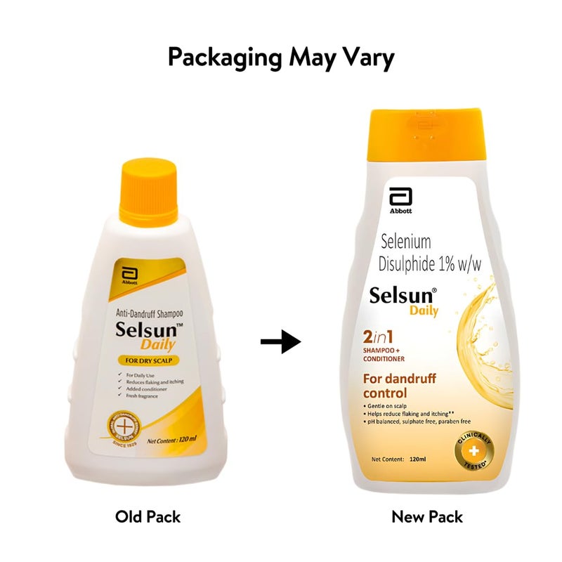 Selsun Daily Anti Dandruff Shampoo Clears away dandruff flakes Relieves from dandruff related itching Conditions hair 120ml - Image 2