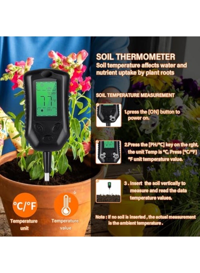 Generic KASTWAVE Soil Tester, 4-in-1 Soil Moisture Meter Digital, PH Meter/Soil Moisture/Plant Temperature/Sunlight Intensity, for Garden, Lawn, Plant Care, Farm and Indoor Outdoor Plants  - Image 2