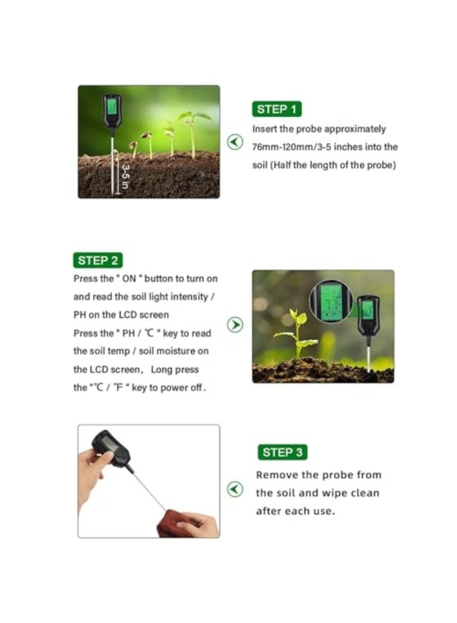 Generic KASTWAVE Soil Tester, 4-in-1 Soil Moisture Meter Digital, PH Meter/Soil Moisture/Plant Temperature/Sunlight Intensity, for Garden, Lawn, Plant Care, Farm and Indoor Outdoor Plants  - Image 5
