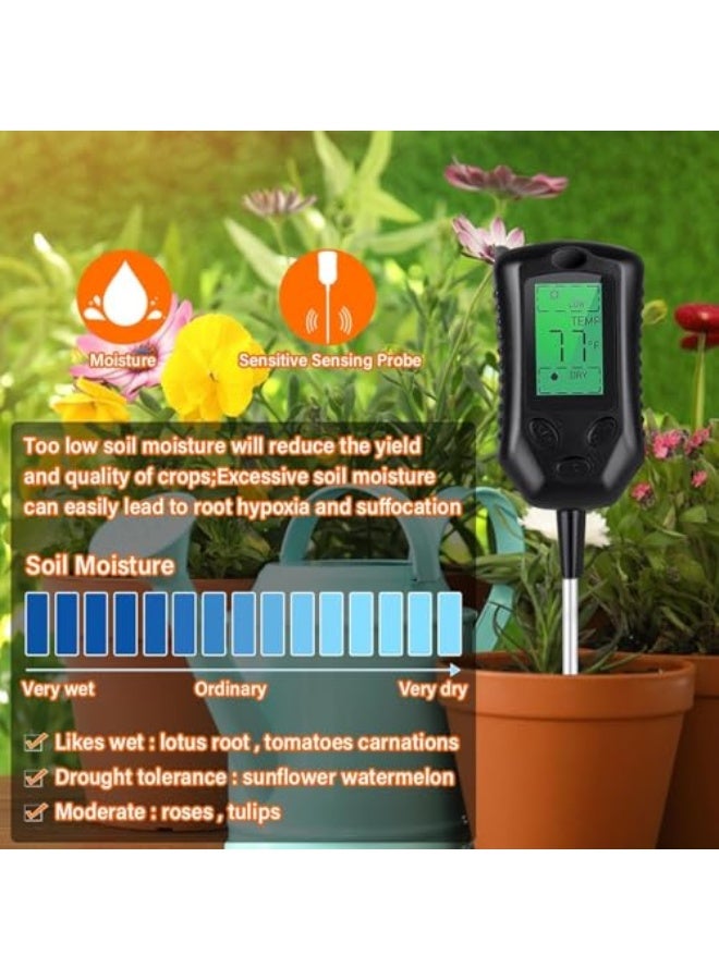 Generic KASTWAVE Soil Tester, 4-in-1 Soil Moisture Meter Digital, PH Meter/Soil Moisture/Plant Temperature/Sunlight Intensity, for Garden, Lawn, Plant Care, Farm and Indoor Outdoor Plants  - Image 3