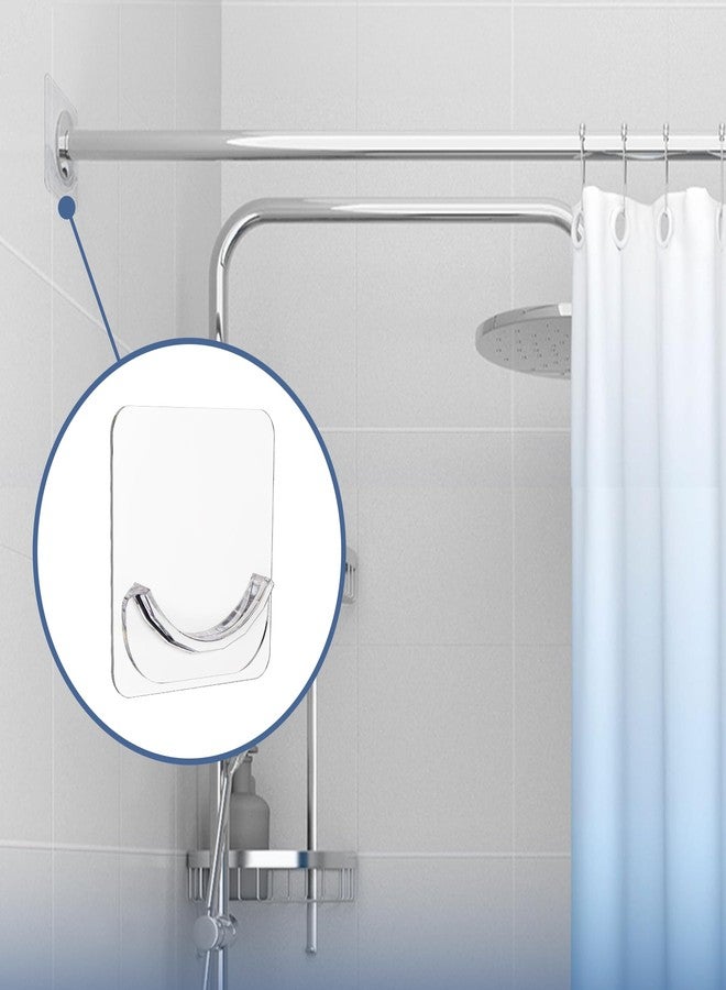 Antimbee 2 Pack Adhesive Curtain Rod Holders, No Drilling Shower Curtain Tension Rod Support Holder, Transparent Clear Durable Bathroom Rod Bracket - Image 5