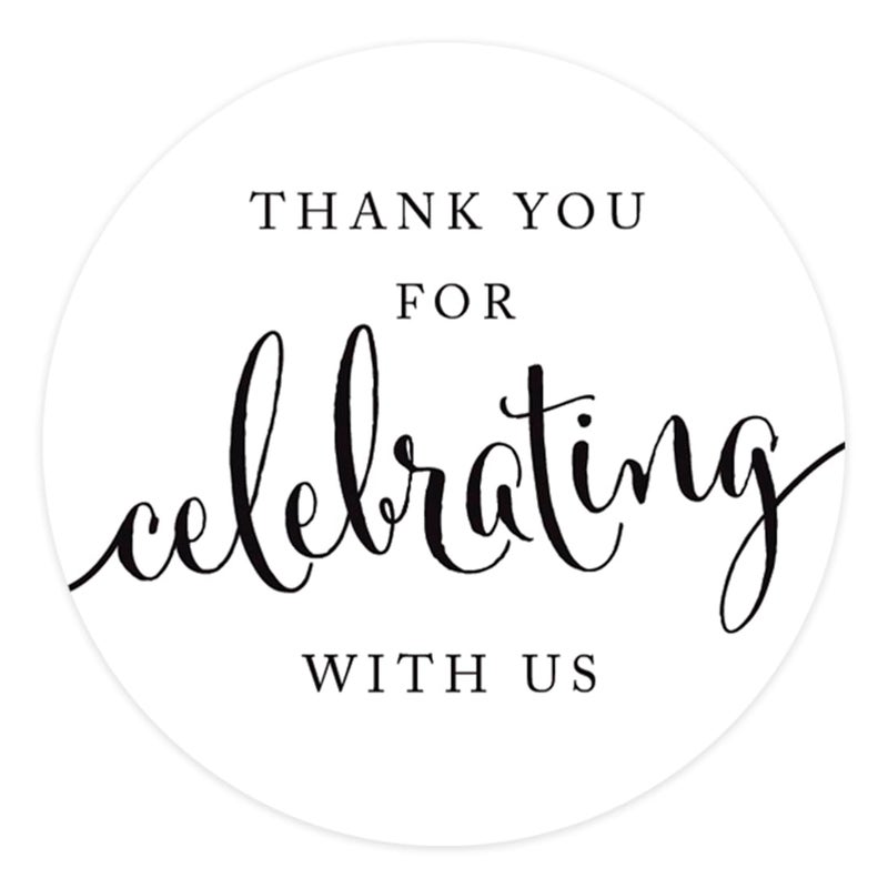 Andaz Press Circle Gift Label Stickers Thank You for Celebrating With Us White 40Pack Round Label for Wedding Favors 2 Inch
