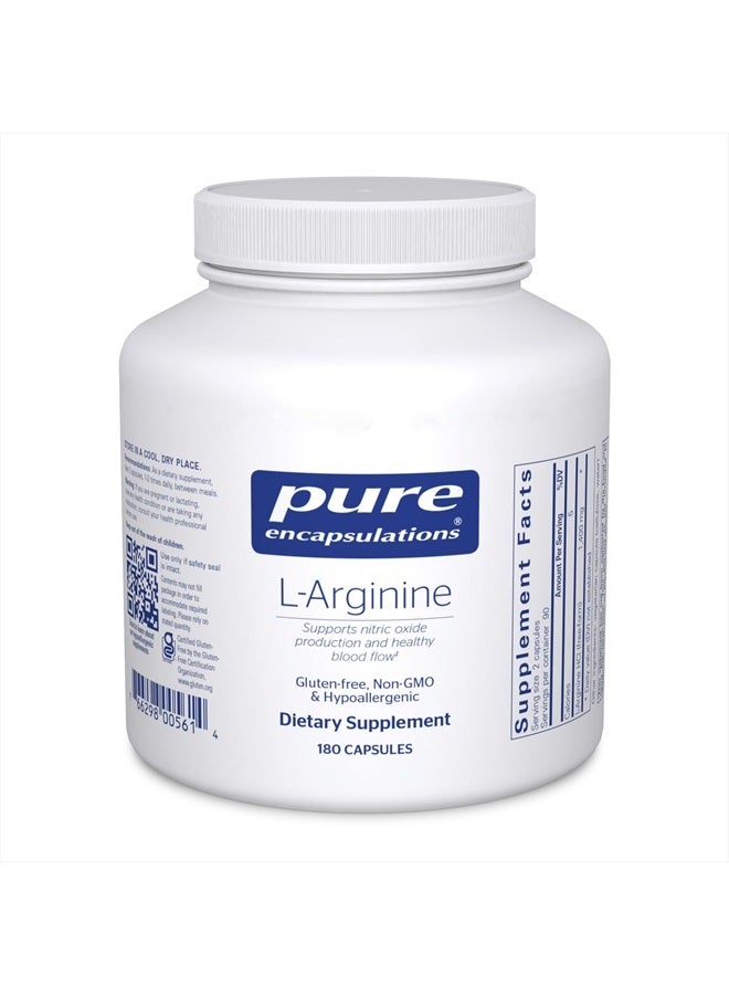 Pure Encapsulations L-Arginine - 1,400 mg - Support Nitric Oxide Production - Heart Health & Blood Flow - Gluten Free & Non-GMO - 180 Capsules - Image 1