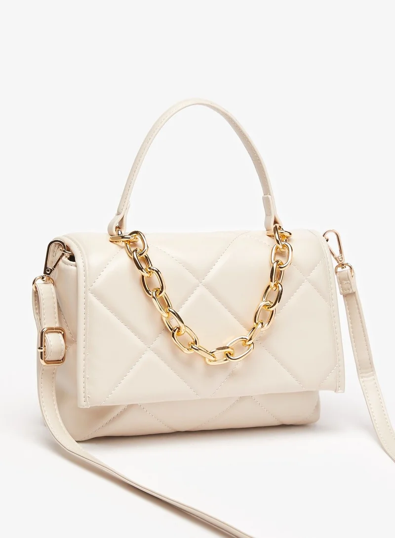 فلورا بيلا Quilted Satchel Bag with Detachable Strap and Button Closure