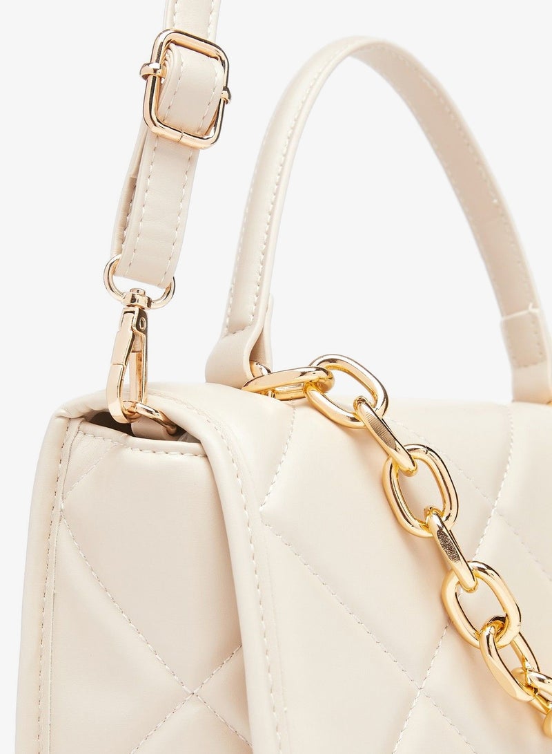 Flora Bella Quilted Satchel Bag with Detachable Strap and Button Closure - Image 3