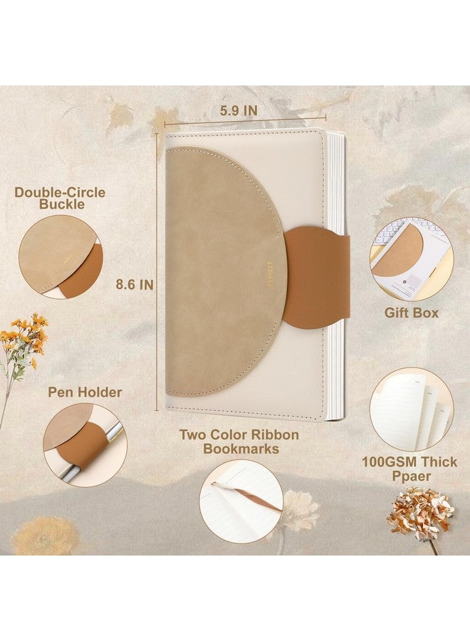 CAGIE Lined Journals for Writing Leather Journal for Women with Buckle Closure 100 GSM, 5.9"x8.5", Brown - Image 3