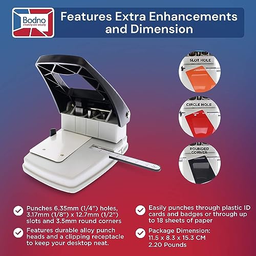 Bodno 3-in-1 ID Badge Slot Punch for ID Cards (Works with All PVC Cards and ID Card Printers) (Black, 3 in One) - Image 5