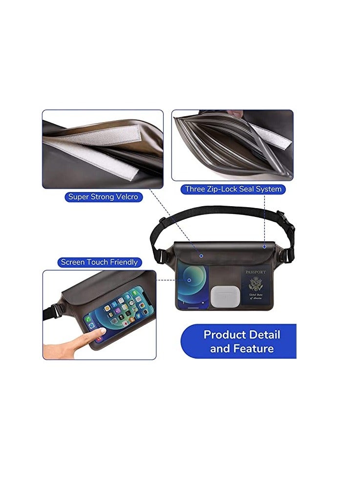 مقاوم للماء كيس مزموم مع حزام الخصر قابل للتعديل-شاشة ملموس حقيبة جافة مع حزام قابل للضبط للهاتف الأشياء الثمينة للشاطئ السباحة الغوص القوارب الصيد التجديف - Image 4