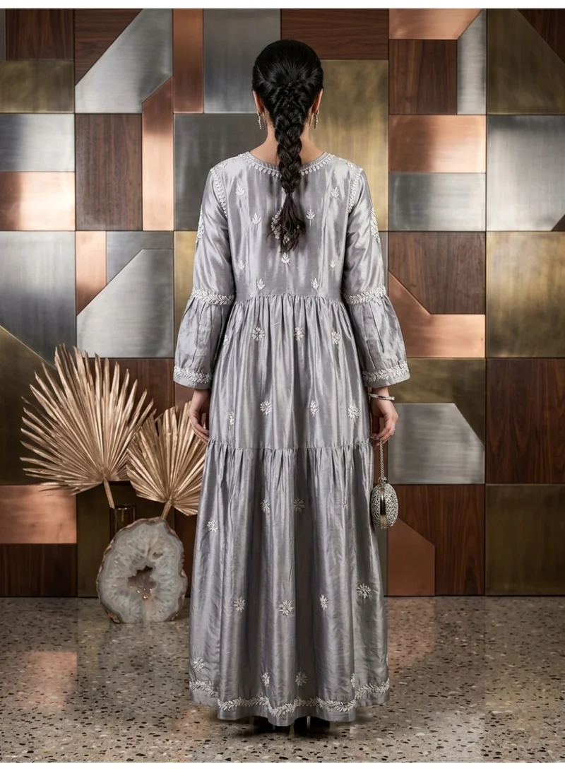 Alaya Hand Embroidered Chikankari Silk Jalabiya-AL3886