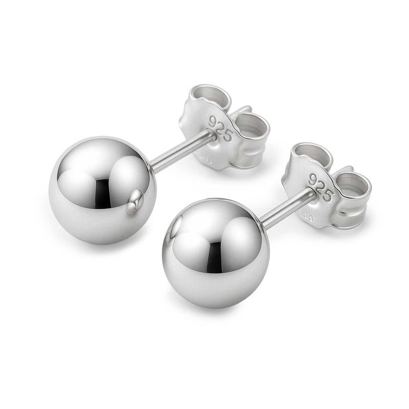 KEZEF Sterling Silver Ball Stud Earrings Hypoallergenic Earrings for Women | Available in Sterling Silver, Rose Gold, or 14K Gold Plated Silver (2mm-10mm) - Image 1