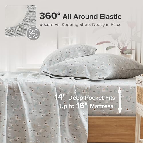 Comfort Spaces 100% Cotton Sheets Queen, Breathable, Naturally Cool Cotton Sheets, Soft Cotton Bed Sheets with 14" Elastic Pocket Fits up to 16" Mattress, All Seasons Sheet Set, Lama Multi 4 Piece - Image 2