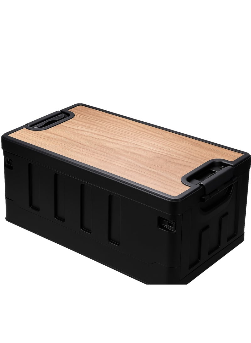 Manful Outdoor Camping Folding Storage Box 60L, Collapsible Storage Box Black, Crates Plastic Storage Box Container Stackable Folding Utility Crates, Cooler Box, Storage Case - Image 1