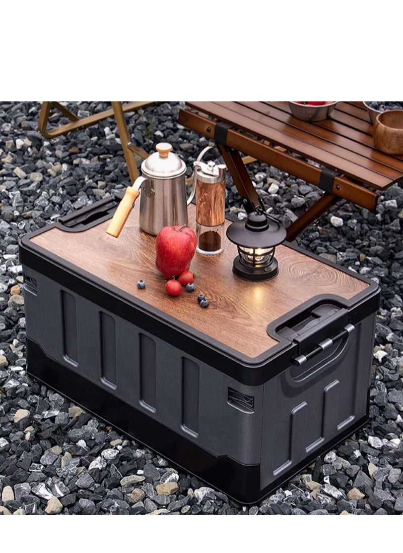 Manful Outdoor Camping Folding Storage Box 60L, Collapsible Storage Box Black, Crates Plastic Storage Box Container Stackable Folding Utility Crates, Cooler Box, Storage Case  - Image 2