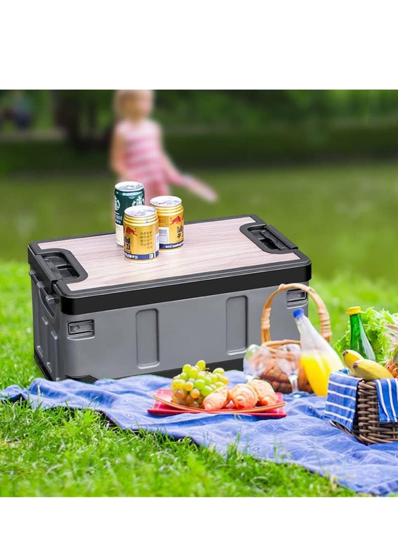 Outdoor Camping Folding Storage Box 60L, Collapsible Storage Box Black, Crates Plastic Storage Box Container Stackable Folding Utility Crates, Cooler Box, Storage Case