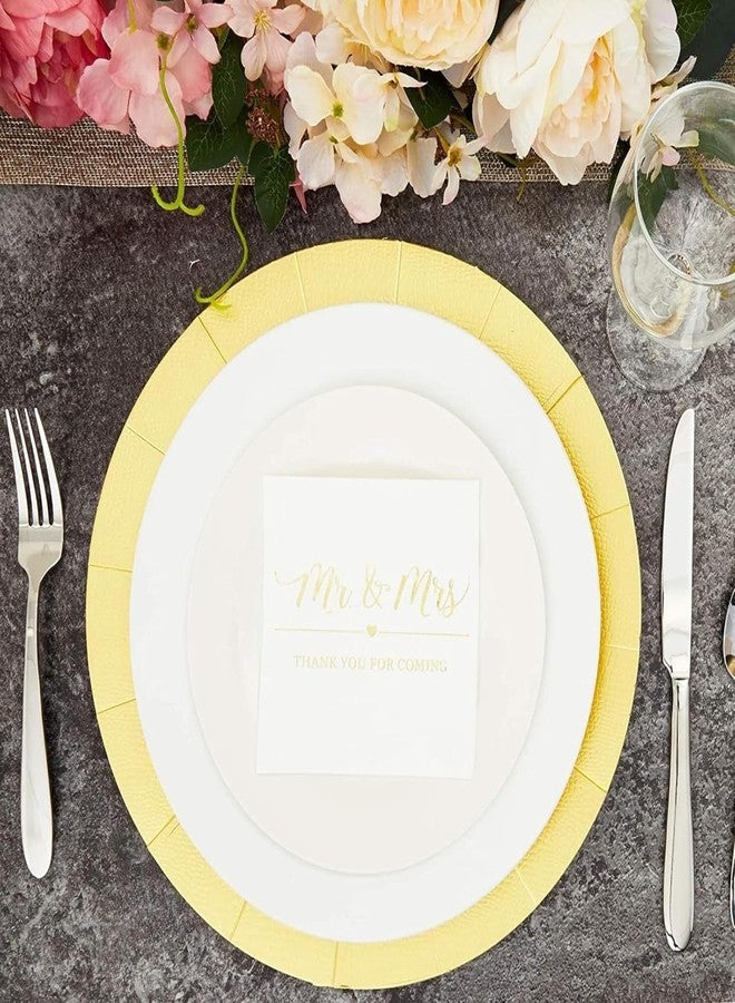 Sparkle and Bash Mr & Mrs Gold Beverage Napkins - 5 x 5 in folded (10 x 10 In unfolded), White & Gold, 100 Pack, 3-Ply - Wedding Reception & Bridal Shower - Image 2
