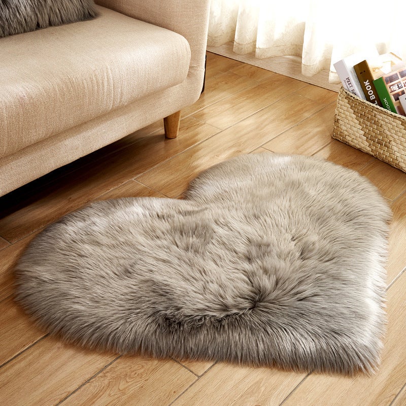Heart Shaped Plush Anti-Slip Floor Mat, 2 Pack Wool-Like Cozy Soft Home Decor Carpet for Living Room Bedroom Indoor Use - Image 1