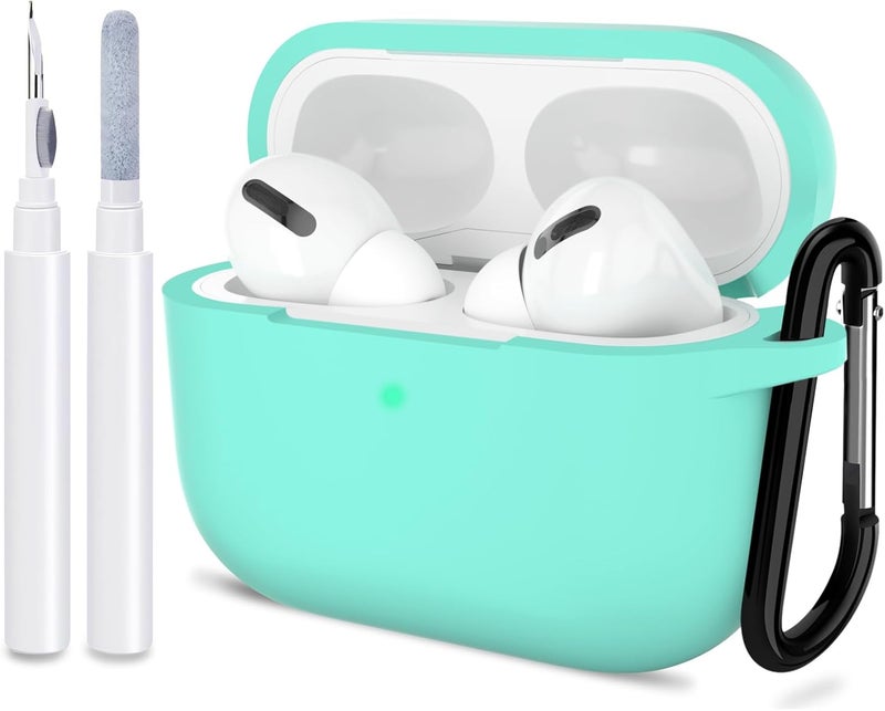 ATUAT for AirPods Pro 1st/2nd Generation Case Cover, Protective Silicone Skin Accessories with Keychain for Women Men for Apple AirPods Pro 2019/2022 Charging Case,Front LED Visible-Mint Green - Image 1
