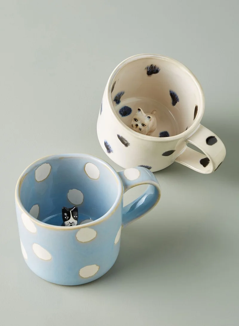Anthropologie Home Peeping Cat Print Mug