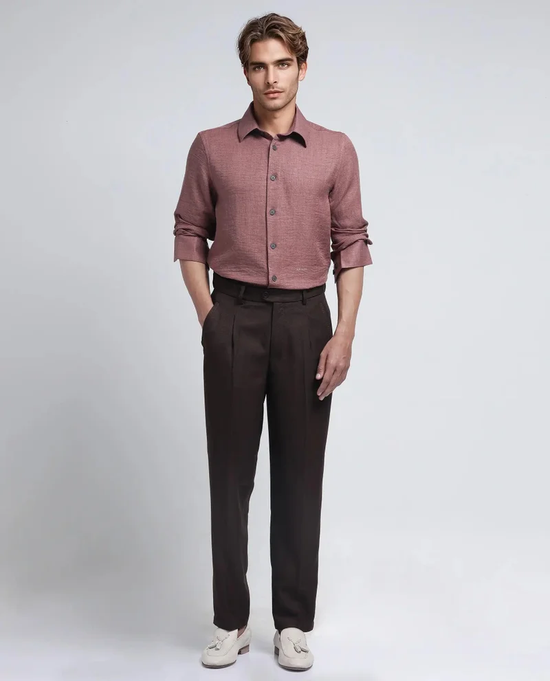 Rare Rabbit Men's Relaxed Fit Plain Shirt