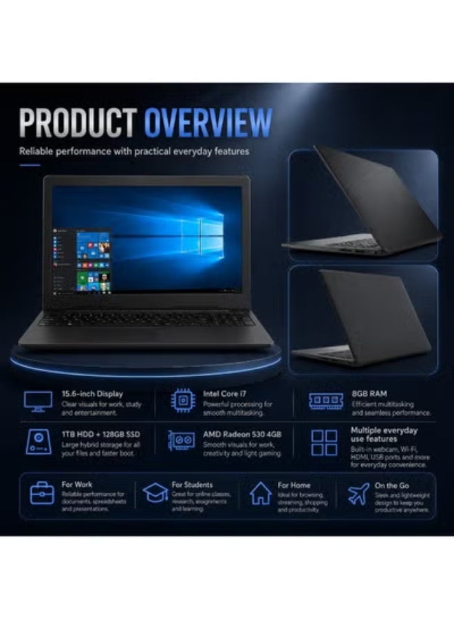 15.6-Inch Business Laptop with Core i7 Processor, 8GB RAM, 1TB HDD + 128GB SSD, 4GB Dedicated Graphics, Backpack, Wireless Mouse and Laptop Stand - Image 3