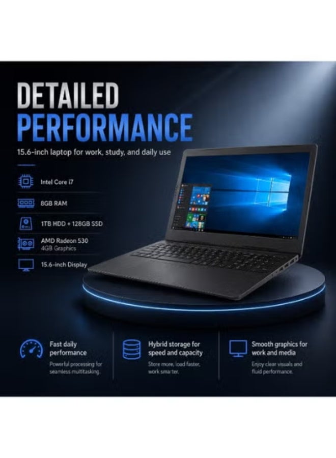 15.6-Inch Business Laptop with Core i7 Processor, 8GB RAM, 1TB HDD + 128GB SSD, 4GB Dedicated Graphics, Backpack, Wireless Mouse and Laptop Stand - Image 2