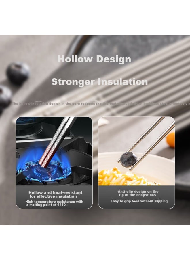 GRASEY Guangyi 316l Stainless Steel Chopsticks Non-slip Anti-mold Household Public Chopsticks Tableware Panda Round Chopsticks 10 Pairs Set Gy1363  - Image 3
