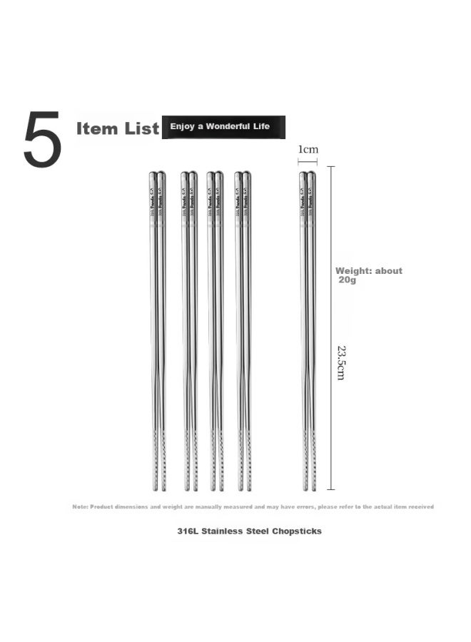 GRASEY Guangyi 316l Stainless Steel Chopsticks Non-slip Anti-mold Household Public Chopsticks Tableware Panda Round Chopsticks 10 Pairs Set Gy1363  - Image 1
