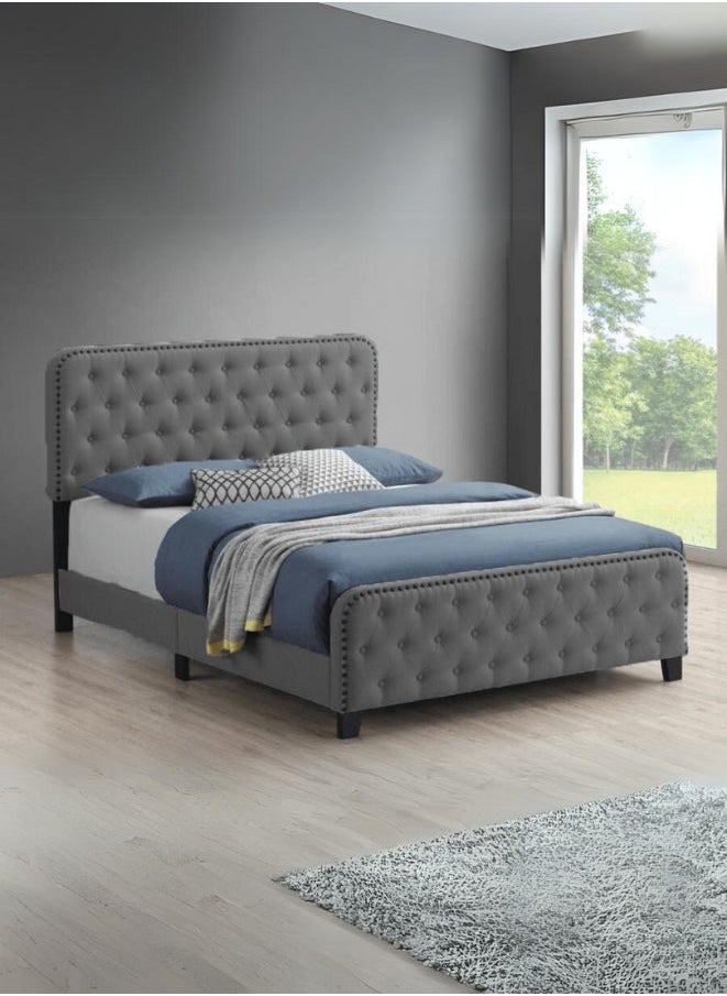 Bed and Mattress Zone Topanga Tufted Upholstered Bed 200x150 Queen Size Grey Color 