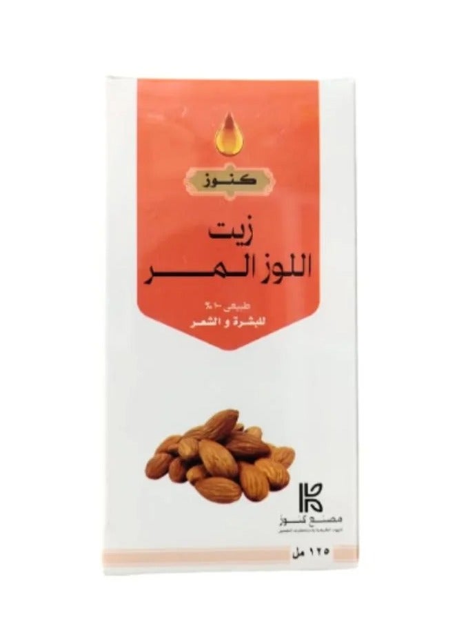 كنوز زيت اللوز المر طبيعي 100% للشعر والبشرة 125 مل - Image 1