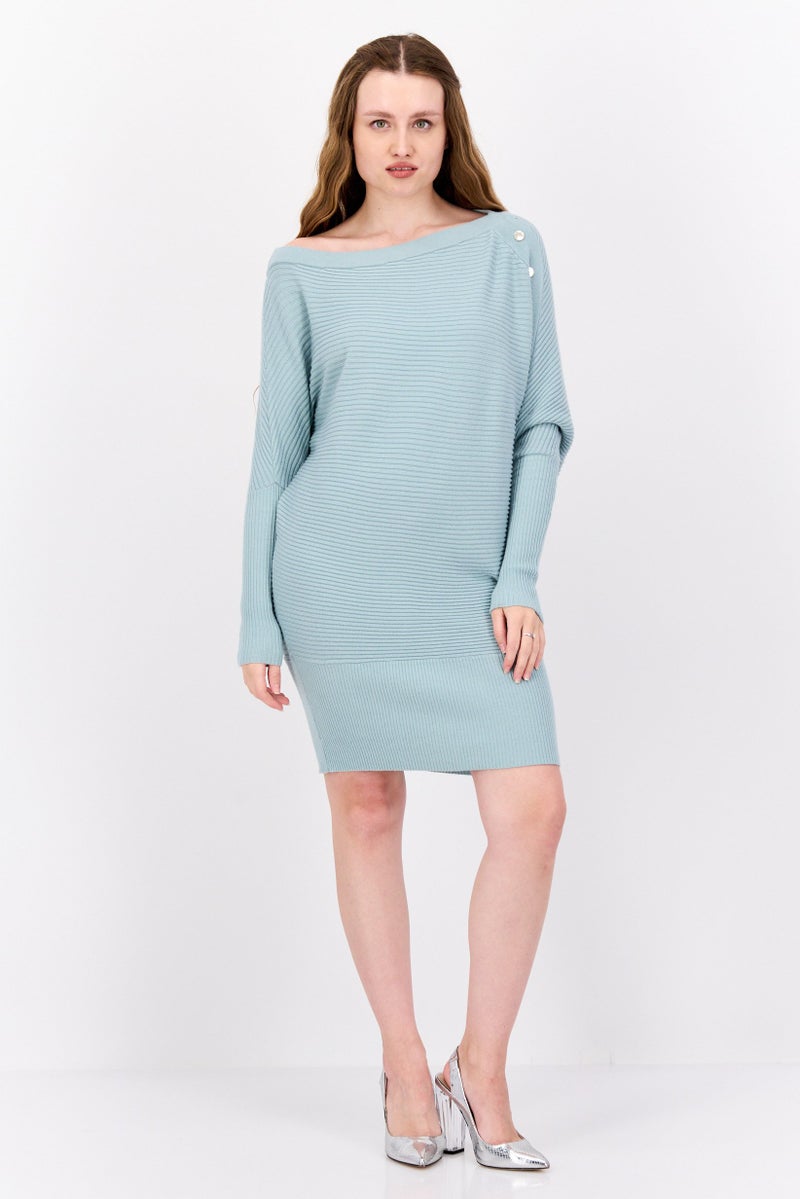 RIVER ISLAND Women Boat Neck Ribbed Sweater, Sage Green - Image 4