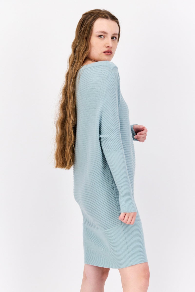 RIVER ISLAND Women Boat Neck Ribbed Sweater, Sage Green - Image 2