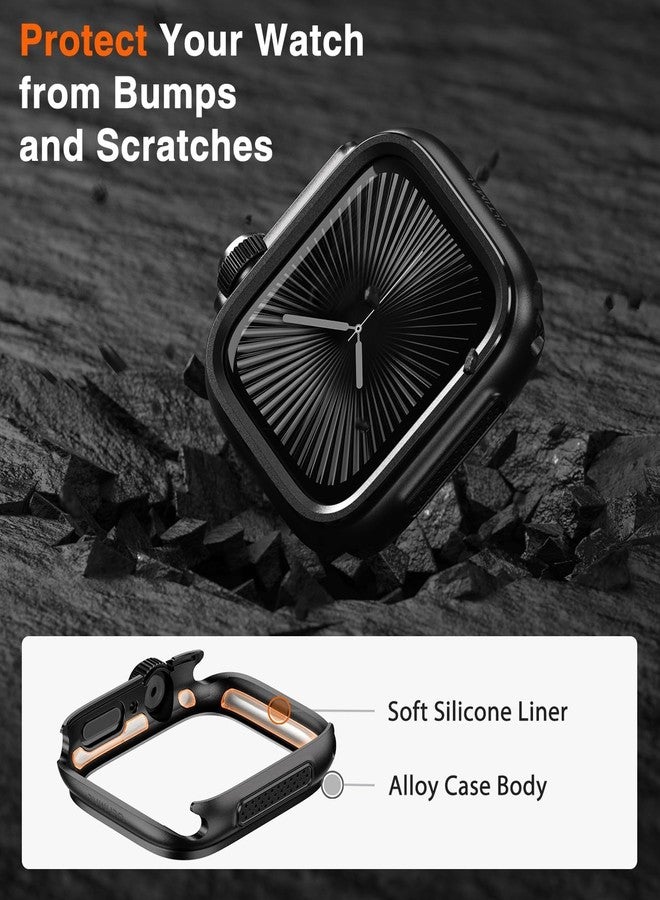 ULTIMAL Metal Case Compatible with Apple Watch Series 11/10 46mm with Back Cover, Military Grade Shockproof Protective Case, Rugged Cover for iWatch 46mm (Black) - Image 4