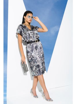 for you in&out V-Neck Snake Pattern Belted Green Satin Dressing Gown S27031  - Image 3