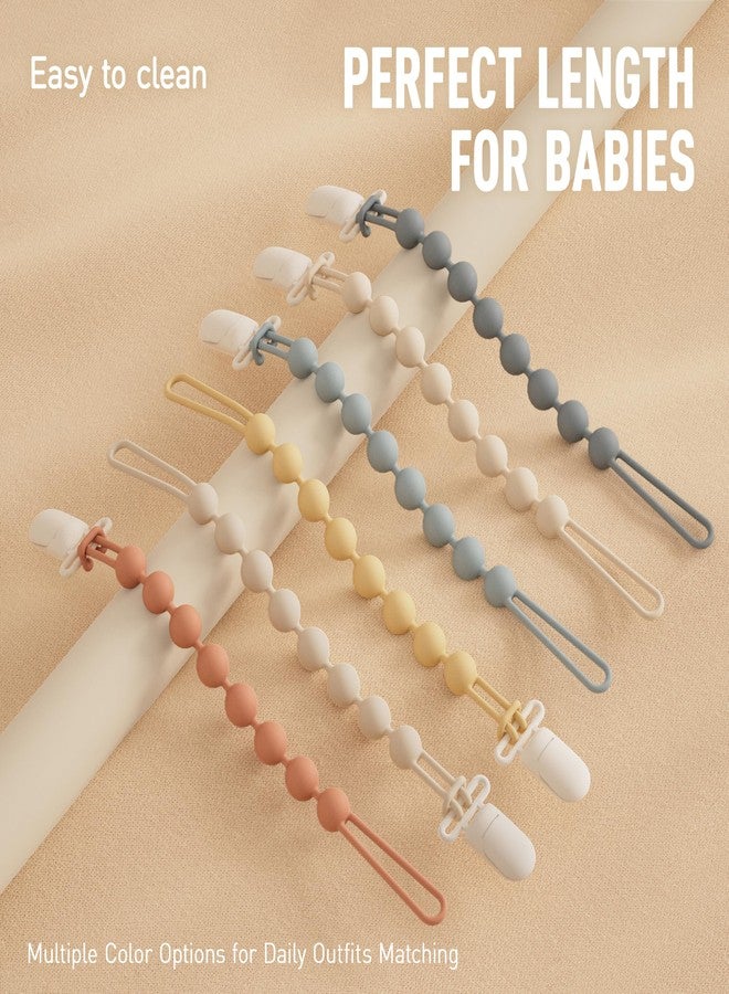 Cuddle Campus Silicone Pacifier Clip Holder with One Piece Design, Pack of 5 Soft Flexible Binky Clips for Baby Boy and Girl Set 1((3M+ Plastic Clip) - Image 5