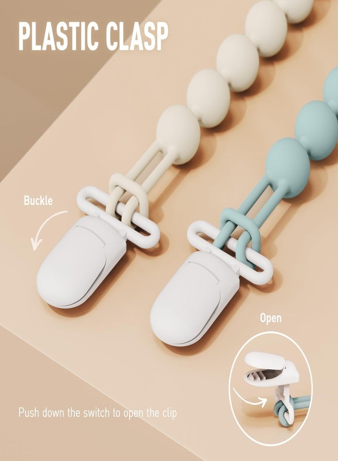 Cuddle Campus Silicone Pacifier Clip Holder with One Piece Design, Pack of 5 Soft Flexible Binky Clips for Baby Boy and Girl Set 1((3M+ Plastic Clip) - Image 4