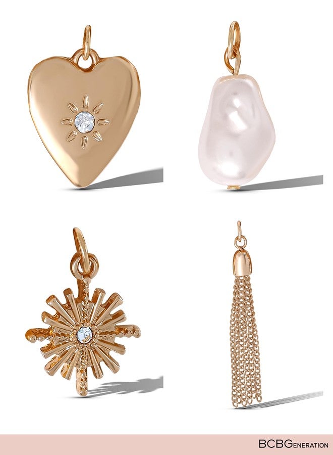 بي سي بي جينيريشن سوار بي سي بي جينيريشن للنساء، مزين بشرابة وقلب، سوار ذهبي اللون مزين بتعليقات على شكل شمس ولؤلؤة - Image 3